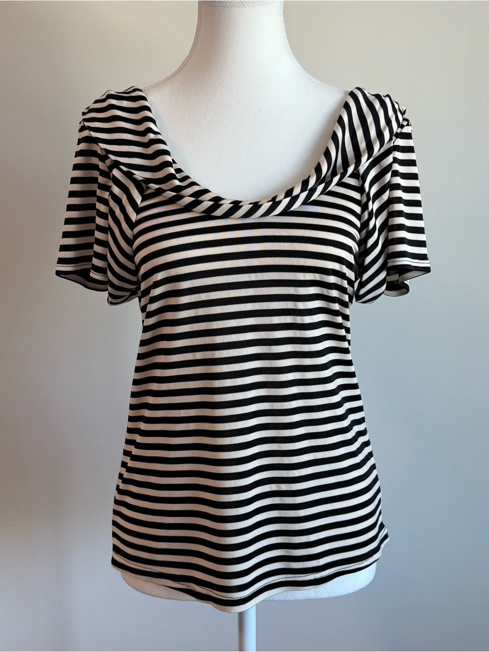 Reiss Black White Striped Cowl Neck Off Shoulder Top Small - Picture 2 of 5